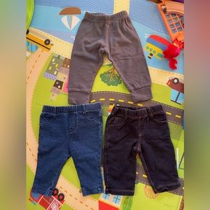Infant girl 0-3 lot of 3 blue jeans gray grey pants Lola Carter's Cherokee cute
